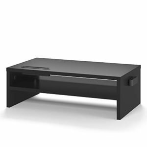BONTEC Supporto per Monitor in Legno, Supporto per Monitor da Scrivania con Supporto per Smartphone e Gestione dei Cavi, Supporto Ergonomico per Laptop, Computer, W420 x D235 x H142mm (2 Livelli)