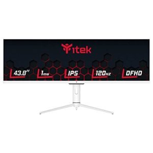 Itek Monitor Gaming GGF, Flat, 43.8", 3840x1080 (Dual FHD), 32:9, HDR600, IPS, 120Hz, 1ms, 125% sRGB, FreeSync, G-Sync, HDMI, DP, Audio, Led RGB, Altezza regolabile, HUB USB, Type-C