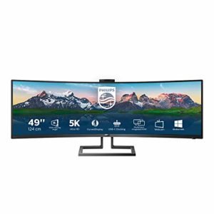 Philips Monitor Curvo 49", Gaming Superwide 32:9, Risoluzione 5120x1440, Adaptive Sync, HDR 400, Multiview con KVM Switch Integrato, Webcam a Scomparsa, Regolazioni Ergonomiche, Low Blue, Vesa, Nero