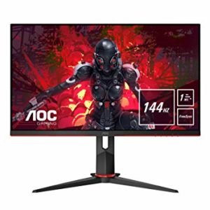 AOC 27G2U/BK Monitor da Gaming Flat 27" IPS, Frameless,FHD 1920 x 1080 a 144 Hz, Tempo di Risposta 1 msec/MPRT, 2 x HDMI, 1 DP, 4 x USB, Speaker, Regolabile in Altezza, FreeSync, Nero/Rosso