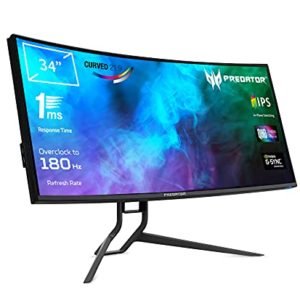 Predator X34GSbmiipphuzx Monitor Gaming G-Sync Curvo 34", Display IPS QHD, 180 Hz Overclocking, 1 ms, HDMI 2.0, DP 1.4, USB Type-C, USB 3.0, Speaker Integrati, Cavi Inclusi HDMI, DP, Type C, USB3.0