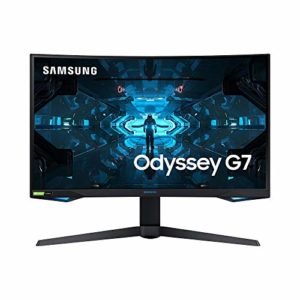 Samsung Monitor Gaming Odyssey G7 (C27G73), Curvo (1000R), 27", 2560x1440 (WQHD 2K), HDR 600, VA, 240 Hz, 1ms, FreeSync Pro, G-Sync, HDMI, USB 3.0, Display port, Ingresso Audio, HAS, Pivot