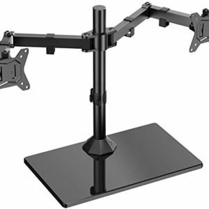 ErGear Supporto per Monitor Schermo 13”-32” con Movimento Fluido Supporto Doppio Monitor Base Allargata Maggiore capacità di Carico Inclinazione ±45° Girevole 180° Rotazione 360° Peso Max 8KG