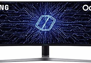 Samsung Monitor Gaming CHG9 (C49HG90), Curvo (1800R), 49", 3840x1080 (Dual FHD), 32:9, HDR 600, VA, 144 Hz, 1 ms, FreeSync 2, HDMI, USB 3.0, Display Port, Ingresso Audio, HAS, PBP, Nero
