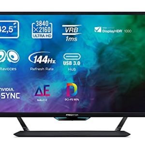 Predator CG437KP Monitor Gaming G-SYNC, 43", Display 4K UHD, 120 Hz, 1 ms, 16:9, HDMI 2.0, DP 1.4, USB TypeC, USB 3.0, USB 2.0, Lum 750 cd/m2, Speaker Integrati, Cavi 2xDP, USB Type-C, USB3.0 Inclusi