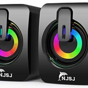 NJSJ Altoparlanti da Gioco per PC, 6 Watt Sistema a 2.0 Canali, Alimentazione USB, Connessione Jack da 3.5 mm, Dimensioni Ridotte,Nero