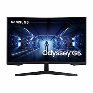 Samsung Monitor Gaming Odyssey G5 (C27G53), Curvo (1000R), 27", 2560x1440 (WQHD 2K), HDR10, VA, 144 Hz, 1 ms, FreeSync Premium, HDMI, Display port, Ingresso Audio, Eye Saver Mode, Flicker Free, Nero