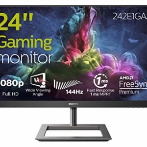 Philips 242E1GAJ Monitor Gaming 24", 144 hz, 1ms, AMD Freesync Premium, Full HD, HDMI, Display Port, Casse Audio Integrate, Protezione Occhi, 350cd/m2, Mega Infinity Contrast, Vesa