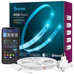 Govee Striscia LED Smart 5m, Strisce LED WiFi RGB Compatibile con Alexa e Google Smart Home, Luci LED Colorati APP Sincronizzazione con La Musica per Decorare La Casa Camera Da Letto Party Bar Gaming