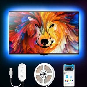 Govee Retroilluminazione 2m TV, Striscia LED RGB USB con App Control, Led Monitor 7 Modalità 16 Milioni Colori DIY per HDTV da 40-60 Pollici, 4 × 50cm, 5V, 2A