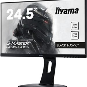 iiyama G-MASTER Black Hawk GB2530HSU-B1 62.2 cm, 24.5 Pollici, Gaming Monitor Full-HD, VGA, HDMI, DisplayPort, USB 2.0, 1ms Tempo di Risposta, FreeSync, Regolabile in Altezza, Pivot, Nero