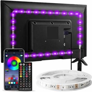 Striscia LED TV Retroilluminazione, Enteenly 3m Luci LED USB Alimentata con Telecomando e controllo APP, Striscia Luminosa a LED RGB 5050 per HDTV da 40-55 Pollici, PC Monitor
