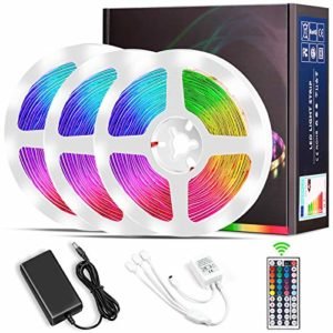 Striscia LED 15M, Micacorn 450 LEDs RGB Kit di Luci Colorate a Corda SMD5050 con Telecomando a Chiave IR 44, Alimentatore 12V 5A per Camera Casa Cucina