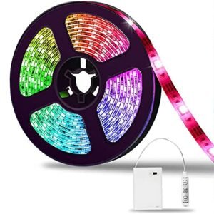LED Strip 2m, SOLMORE LED Striscia LED a Batteria 2M 5050 RGB Strisce Dimmerabile IP65 Impermeabile per Festa Bar Decorazione…